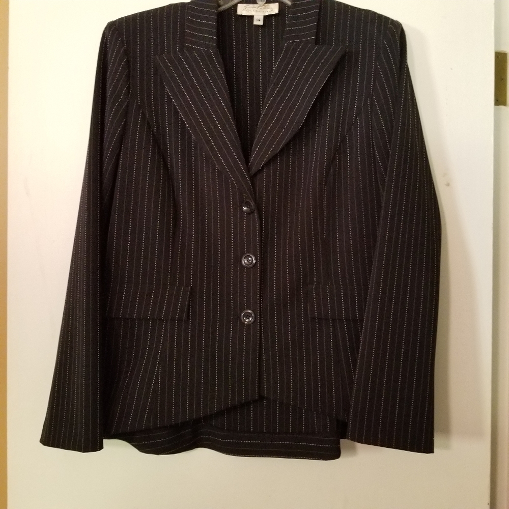 Black pinstripe skirt suit set